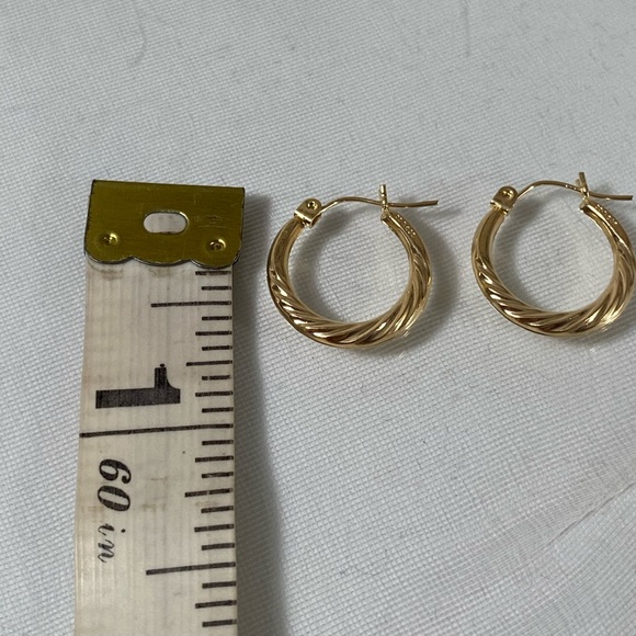 14K YELLOW GOLD twisted hoop earrings REAL GOLD - Picture 8 of 11